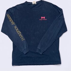 Simply Southern Navy Long Sleeve Tee with Pink and Gold Accents